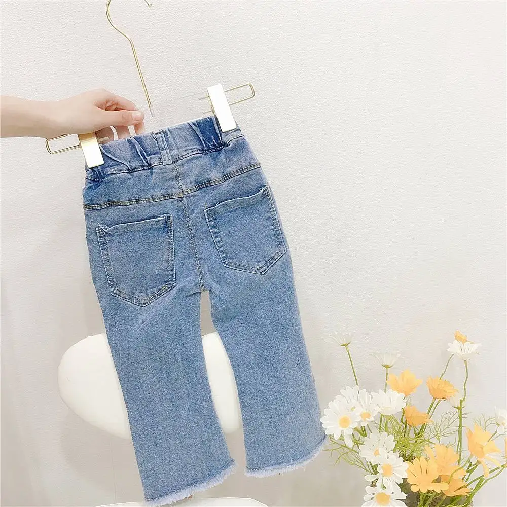 

Girls Jeans Pants Kids Princess Trousers Spring Autumn Fashion Clothes Children Bow Beaded Outfits WT1165