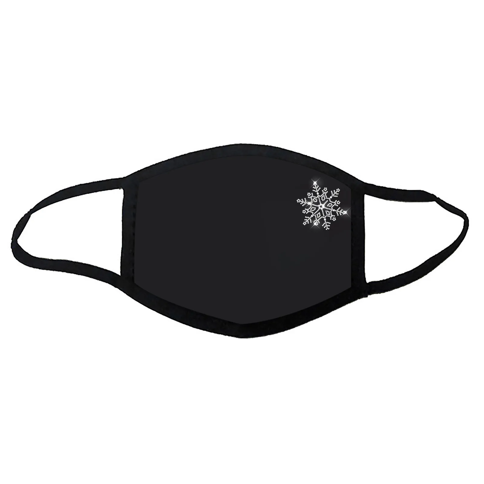 

Christmas Rhinestone Fashion Masks Women Snowflake E-lement Pattern D-ustproof Cotton Mouth Face Mask Black Cotton Mascarillas