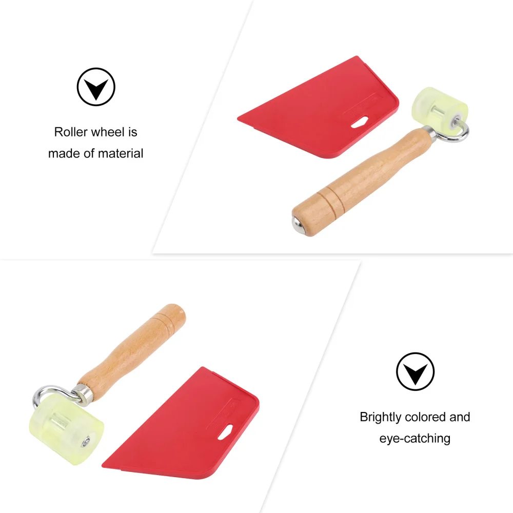 

2pcs Wallpaper Construction Tools Seam Flat Roller Wheel Bearing Home Wallpaper Wallpaper Wooden Pressure Wheel (1 Roller and 1