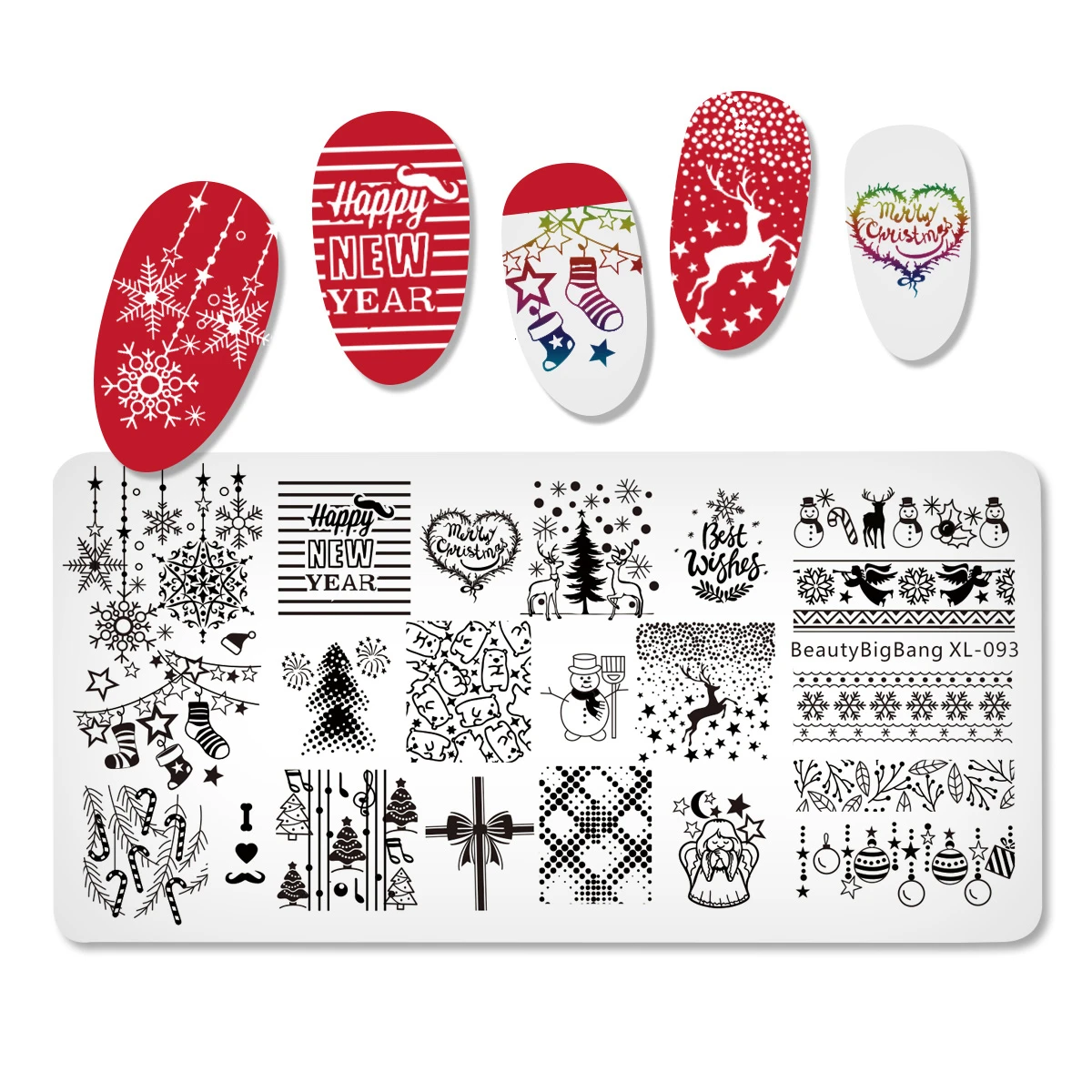 93 BeautyBigBang пластины для штамповки ногтей Merry Christmas тема Снеговик Пингвин олень Подарочное изображение дизайн ногтей штамп шаблон пластины - Цвет: 93