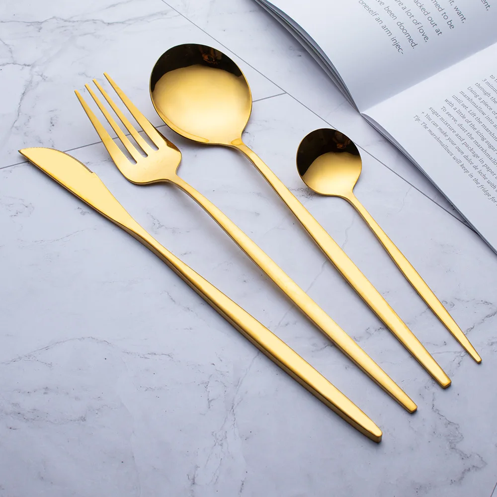 

Stainless Steel Flatware Sets Table Forks Coffee Spoon Knife Chopsticks Tableware Gold Cutlery Comprehensive Dinnerware Set