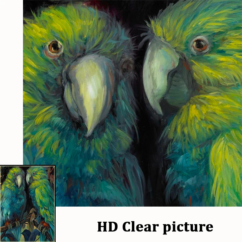Современная Картина на холсте настенное искусство зеленый красный попугай