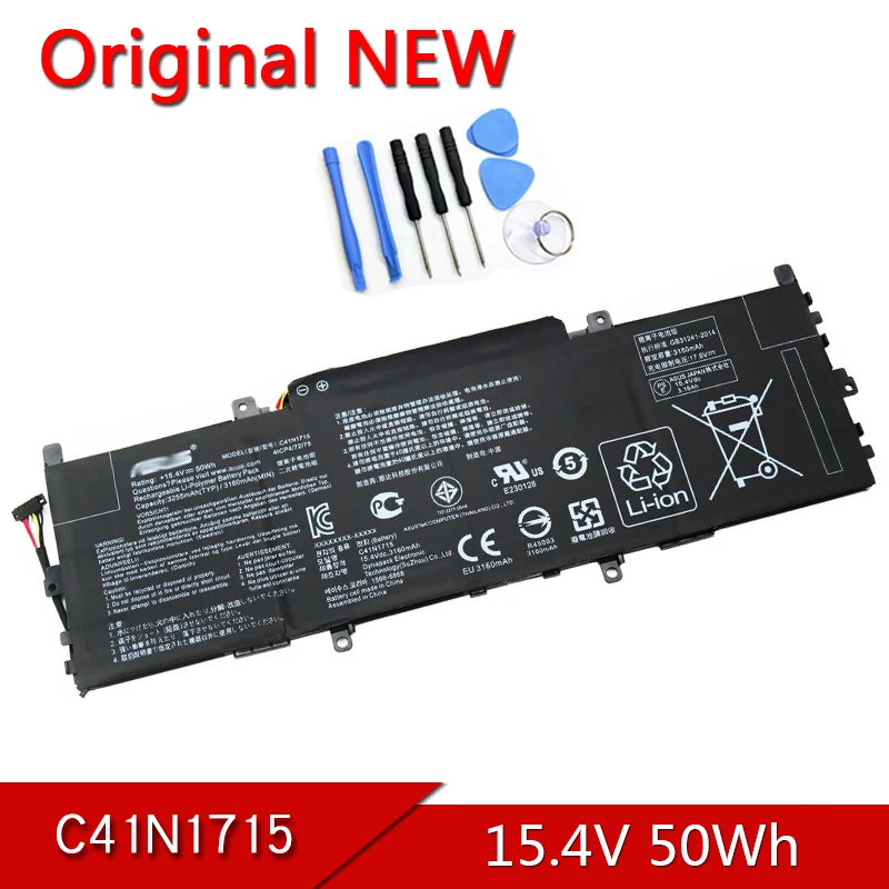 

C41N1715 NEW Original Laptop Battery For ASUS Zenbook 13 UX331FN UX331UA-1B UX331UN UX331UN-1E U3100UN 0B200-02760000 15.4V 50Wh