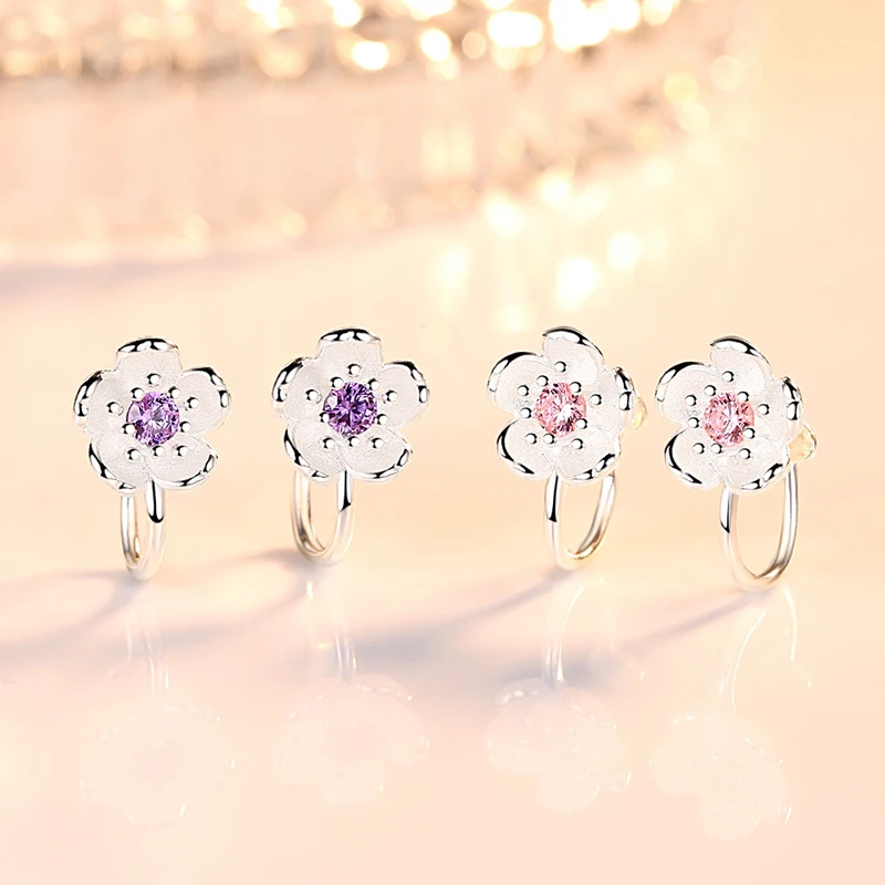 Простые Модные серьги из стерлингового серебра 925 пробы с вишневым цветком
