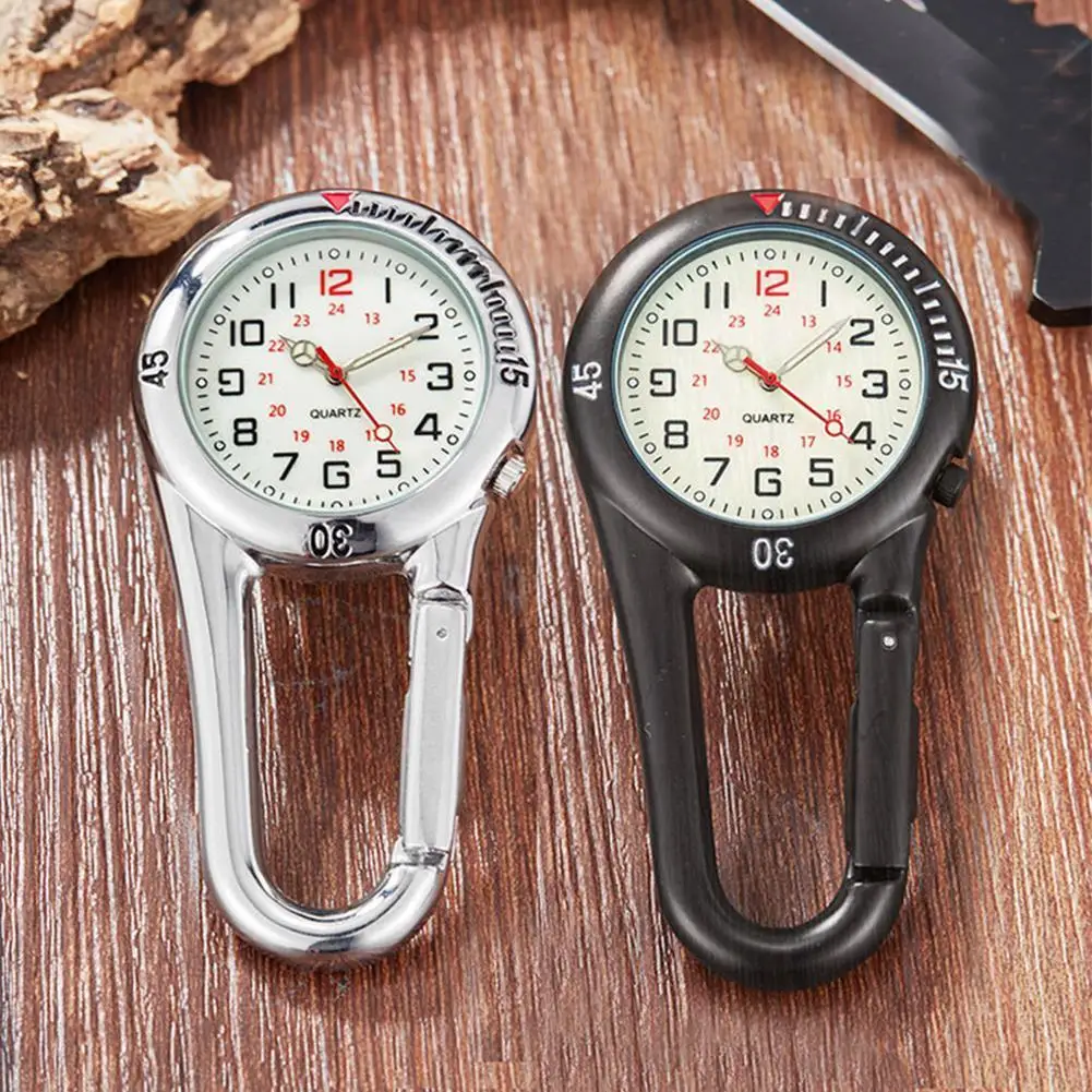 

Outdoor Mountaineering Clip Carabiner Pocket Watch Medical Tools Nurse Retro O0T9 Sports Equipment Mountaineering Clock Out S5I9