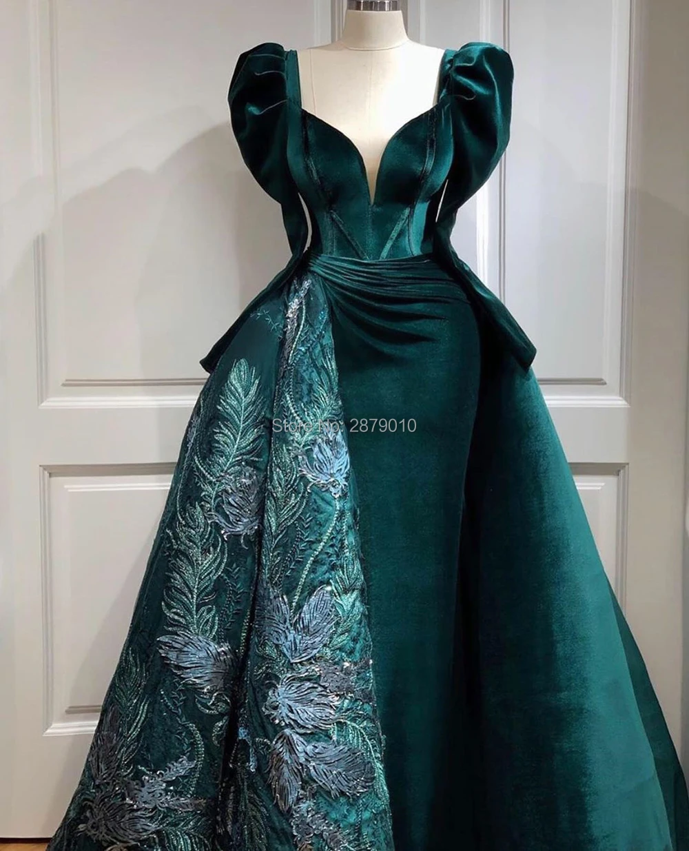 

2020 Glamorous Mermaid Evening Dress Long Sleeves Embroidery Spandex Floor-Length Prom Dress Middle East Saudi Arabia Formal