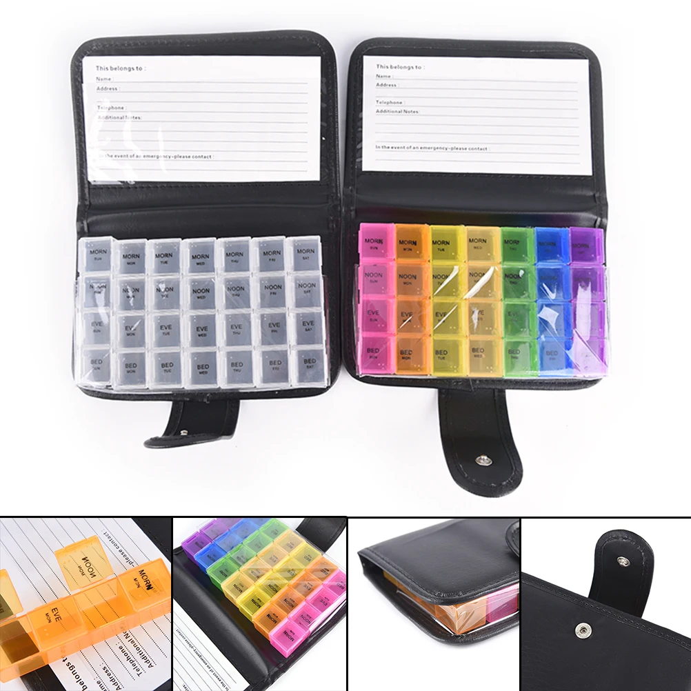 2 цвета 1 комплект дорожный Еженедельный кошелек для таблеток 7 дней аптечка