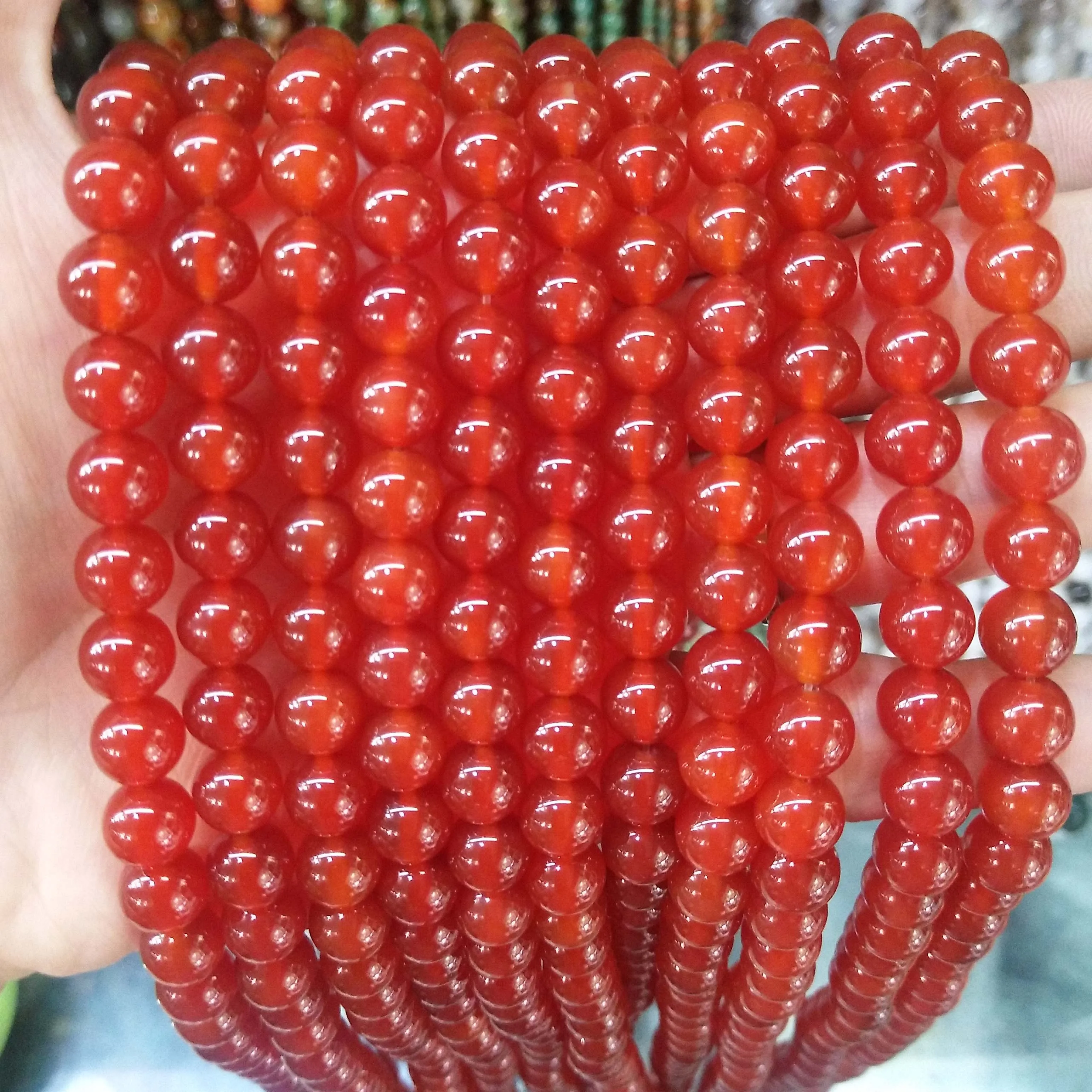 Red agate Натуральный камень агат Стекло круглый незакрепленный камень бусины для самостоятельного изготовления ювелирных изделий браслет материал ожерелья 4681012 мм - Цвет: Red agate