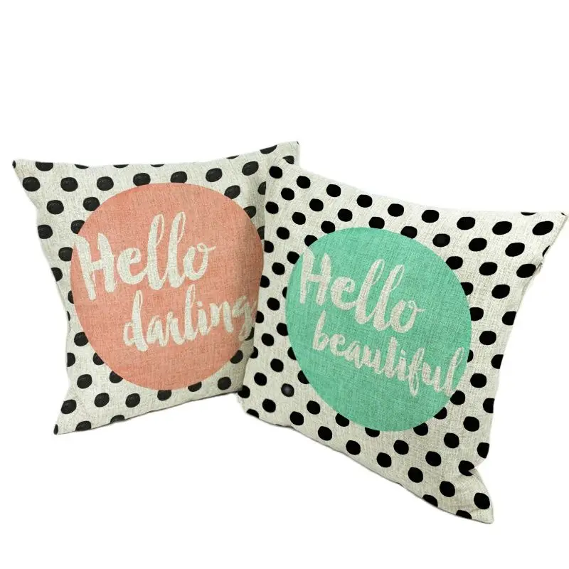 Чехол на подушку в горошек с надписью Hello Beautiful Darling для детей Декор дома дивана