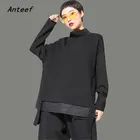 Черная хлопковая Футболка большого размера, осенне-зимняя повседневная свободная футболка, женская футболка, женская футболка, одежда 2021, топы, уличная одежда