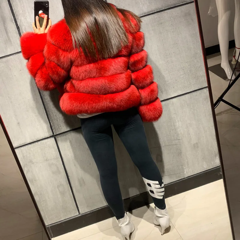 Женская куртка из натурального меха Лисьего с длинным рукавом и