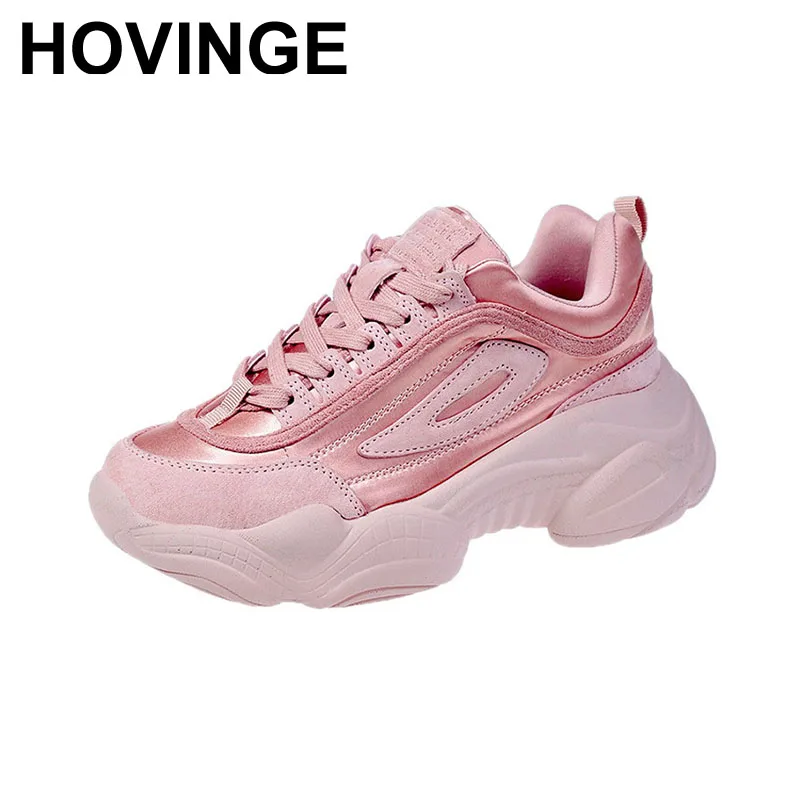 HOVINGE/модные женские туфли на платформе; розовые туфли на шнуровке; женские кроссовки; обувь для папы