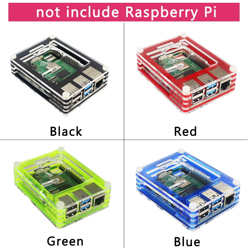 Чехол Raspberry Pi 4 Модель B 9 слоев акриловый чехол прозрачная коробка черный корпус