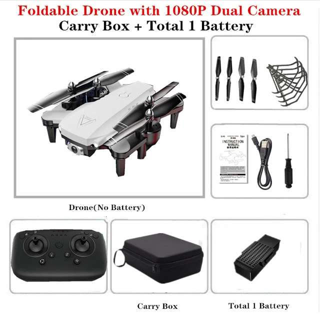 White 1080P 1B Bag 4K L103 радиоуправляемые вертолеты камера Wifi Fpv Дрон Gps Дрон удержание высоты 2,4g оптическое положение потока Дрон камера радиоуправляемые игрушки для детей - Цвет: White 1080P 1B Bag