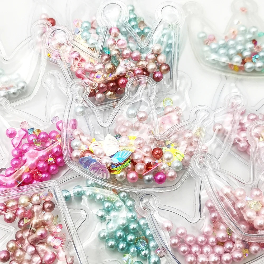 Cute Transparent Plastic Bag Shakers Quicksand Beads Heart Pearl DIY Make Hair Clip Accessories Jewelry Craft 1Yc10436 | Дом и сад