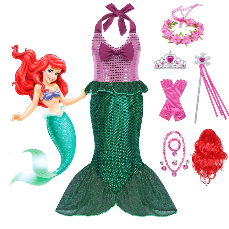 Детский маскарадный костюм Ариэль маленькая Русалочка для девочек принцессы