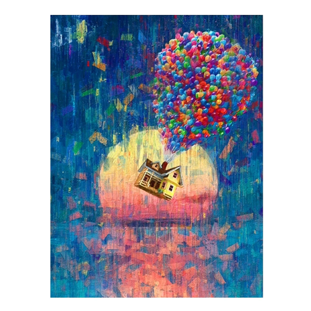 

Abstract Graffiti Multicolored Balloons and House Posters Nordic Fashion Style Wall Art Canvas Painting Living Room Home Decor