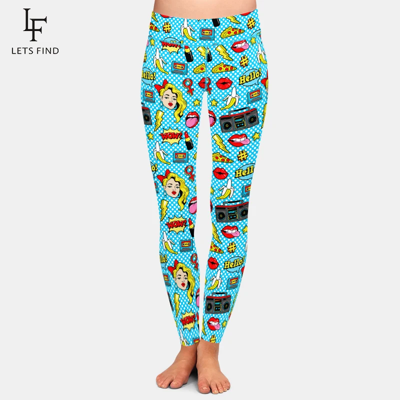 LETSFIND модные леггинсы женщина и средства ухода за губами магнитофон печать с