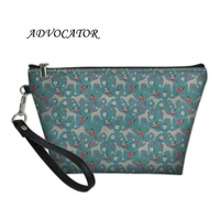 women cosmetic bag with dog and floral print make up cases ladies travel handbag zipper pouch pochette maquillage
