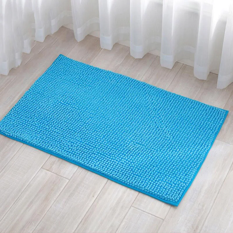 Sky Blue Short-Haired Chenille Doormat Rug Water Absorption Carpet Kitchen Bathroom Carpet Floor Mat for Living Room Anti Slip Bath Mat - Цвет: Sky Blue
