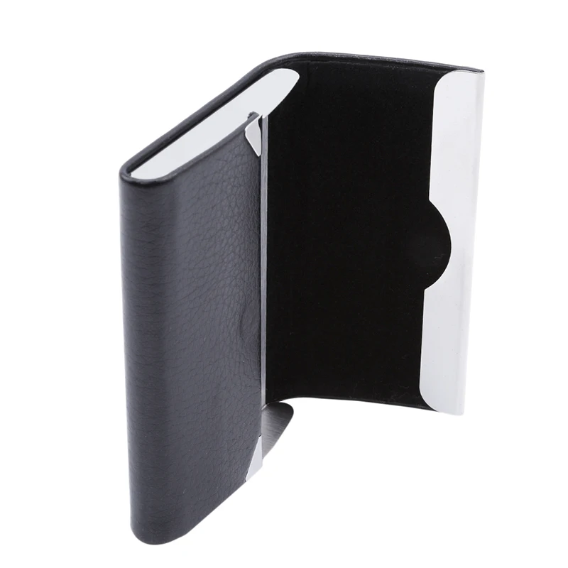 

Business Name Card Holder Wallet Credit Card Holder Fashion Unisex PU Leather Solid Visit Card Case Metal Wallet Tarjetero