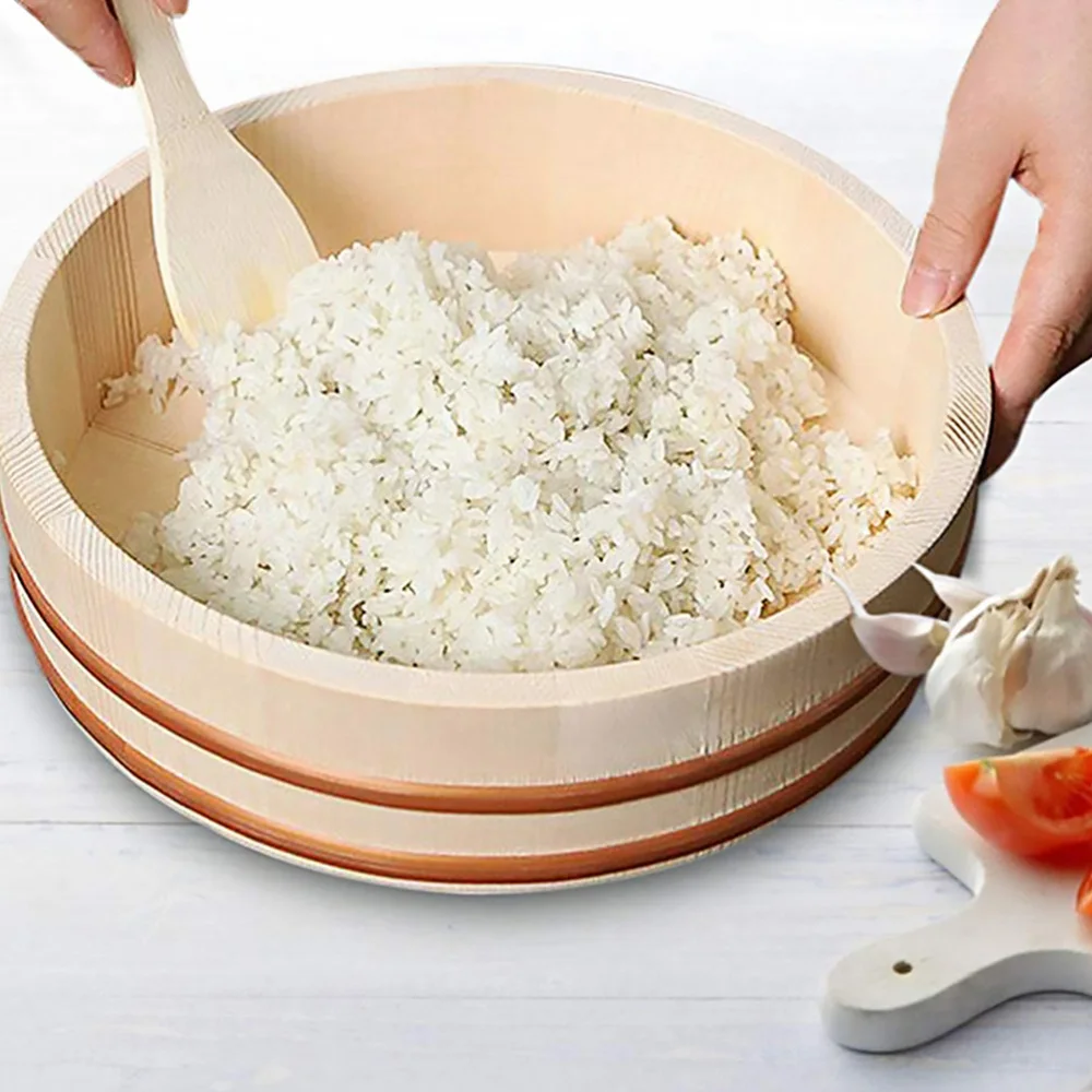 

1Pc Practical Wooden Sushi Rice Mixing Bowl Practical Bibimbap Tub (Burlywood)