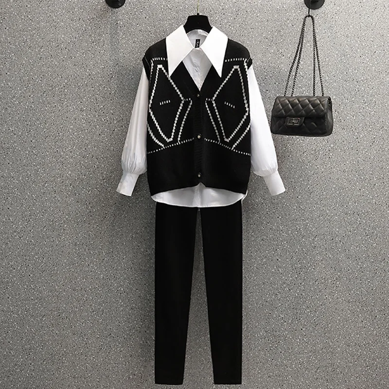 

Spring Office 3 Piece Sets Women Long Sleeve Blouse+vest+pants Sets Suits Casual Korean Elegant Ladies Women's Sets Femme cloth
