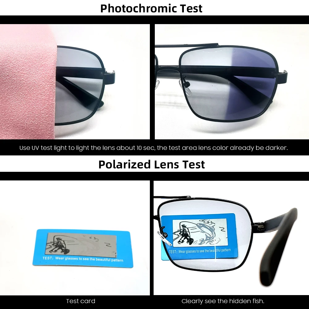 Солнцезащитные очки VIVIBEE мужские фотохромные поляризационные прямоугольной