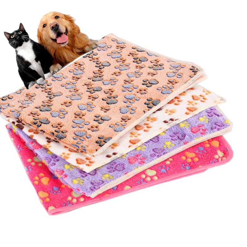 Одеяло для домашних животных зимняя кровать собак и кошек коврик с принтом ног