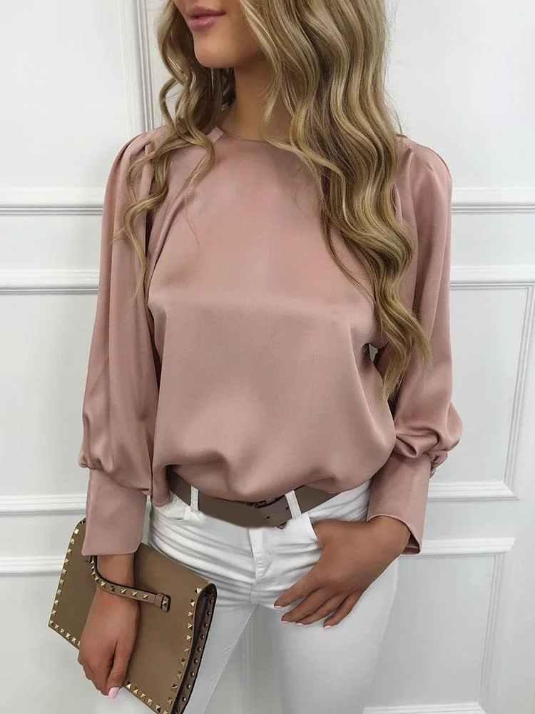 Прочный фонарь рукав Повседневная Блузка женская элегантная рабочая одежда