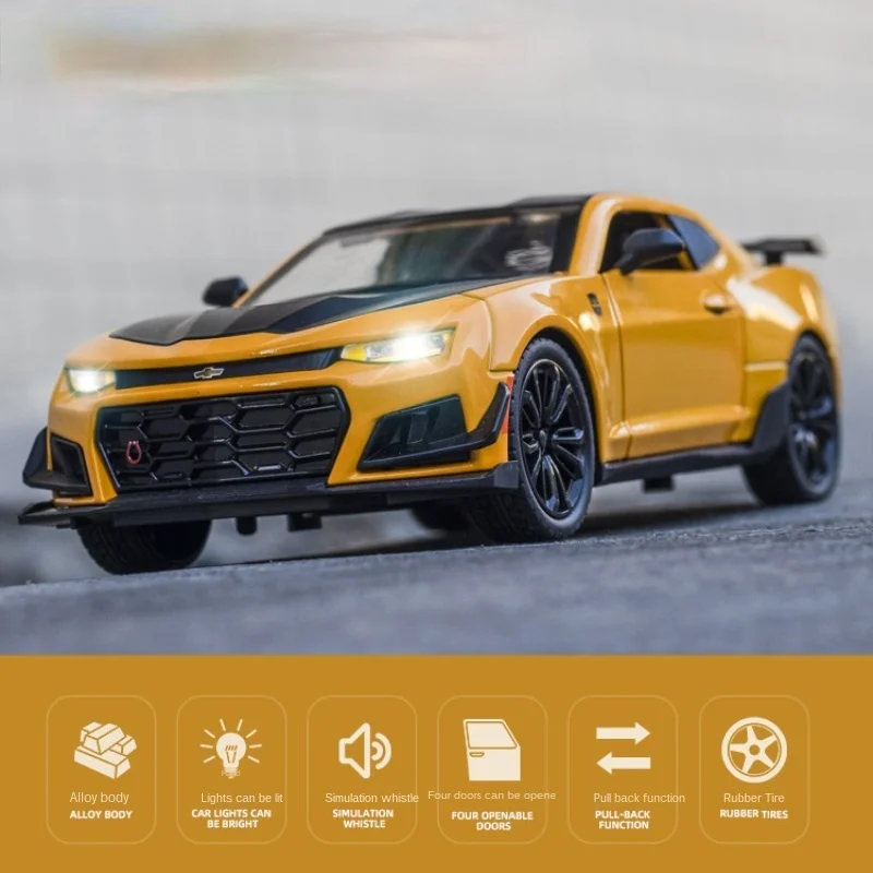 

1/24 Bumblebee Camaro Alloy Simulation Car Model Children's Acousto-optic Return Sports Car Toy Model Car Hot Toys
