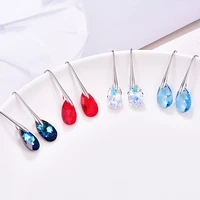 water drop earrings for women new fashion crystals from swarovski silver color pendant dangle earrings wedding jewelry girl gift