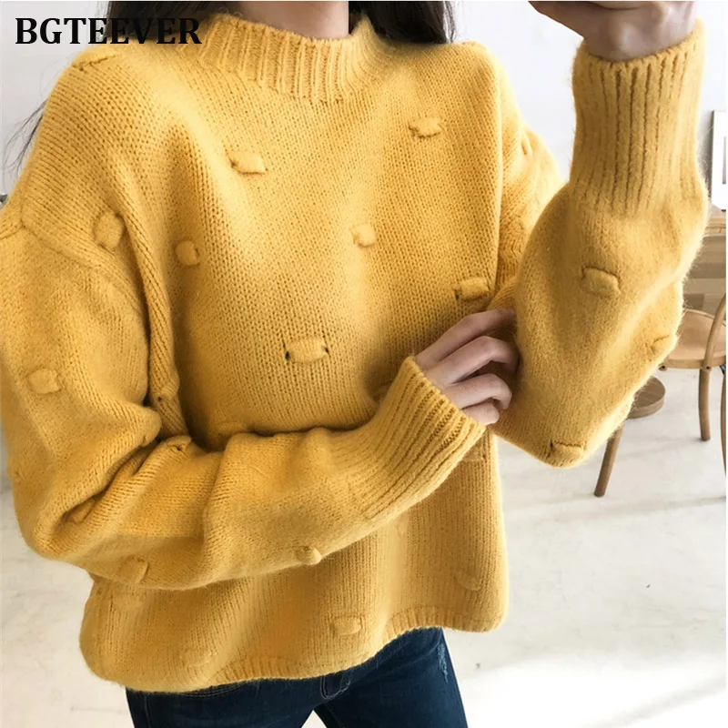 BGTEEVER Casual Loose O-neck Autumn Winter Oversize Sweater Women Warm Chic Pullovers Jumpers Female Knitted Sweaters 2019 | Женская