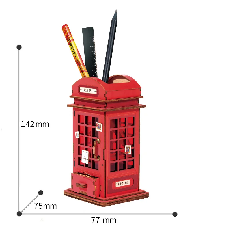 ROKR DIY Penholder 3D деревянная модель строительный комплект игрушки для детей взрослых девочек - Цвет: TG13 Telephone Booth