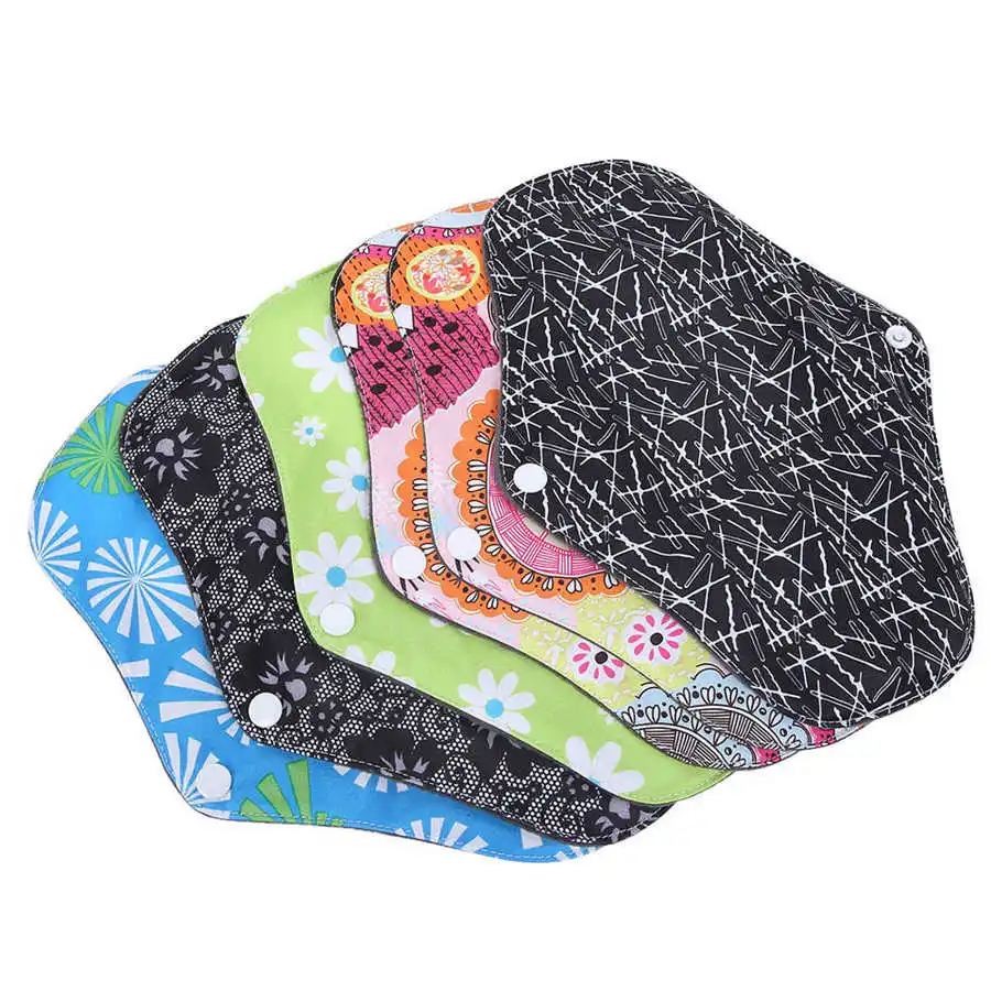 

6Pcs Reusable Menstrual Pads Bamboo Charcoal Pads Sanitary Pads Washable Panty Liner Mama Maternity Menstrual Cotton Dads