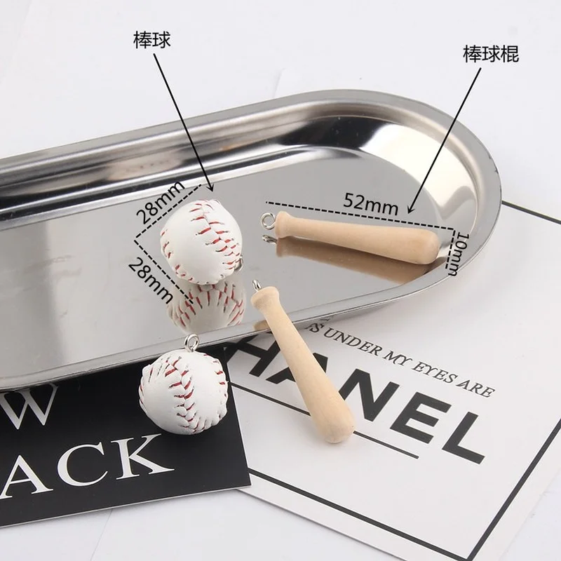 

Japan and South Korea creative personality baseball baseball stick DIY jewelry earrings pendants simple temperament materials