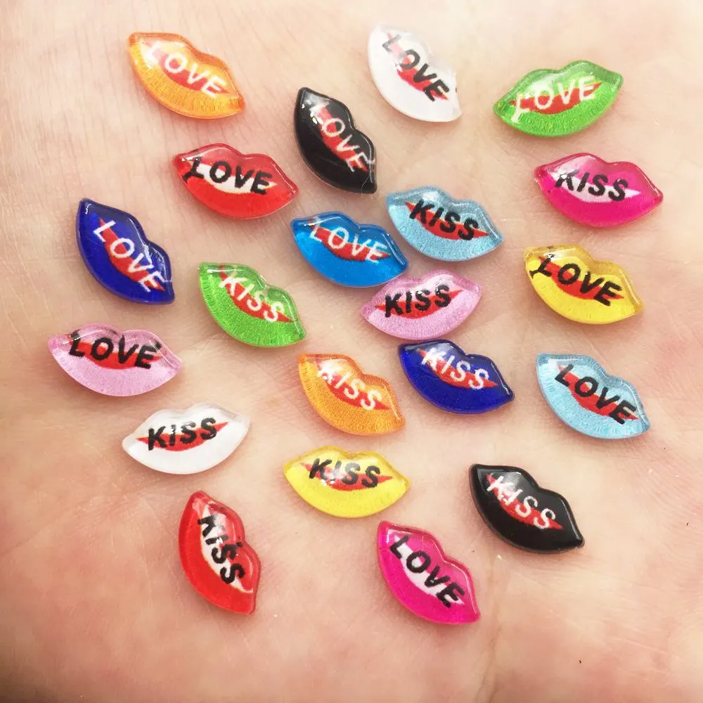 50pcs Resin Cute Colorful Beautiful Kiss Love Mouth Flatback Rhinestone Appliques DIY Wedding Scrapbook Craft SF052 | Дом и сад