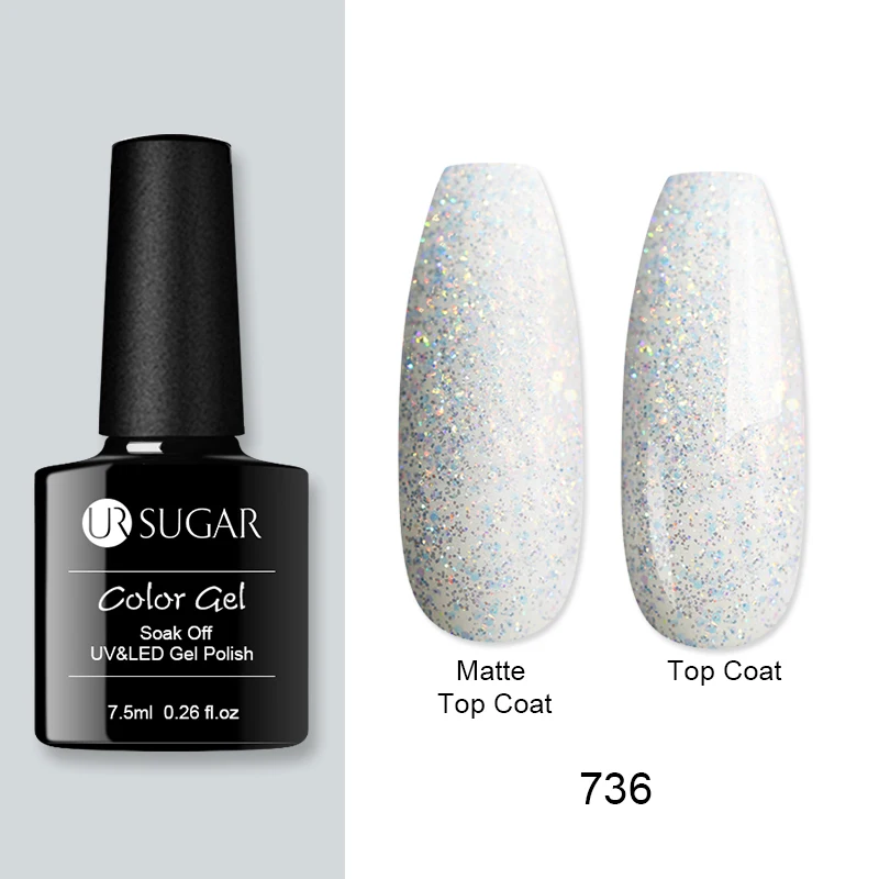 glitter736 Ur Sugar 7,5 мл голографический гель для ногтей с блестками лак лазер розовый фиолетовый жемчуг оболочка Полупостоянный замачиваемый УФ Гель-лак для ногтей лак - Цвет: glitter736