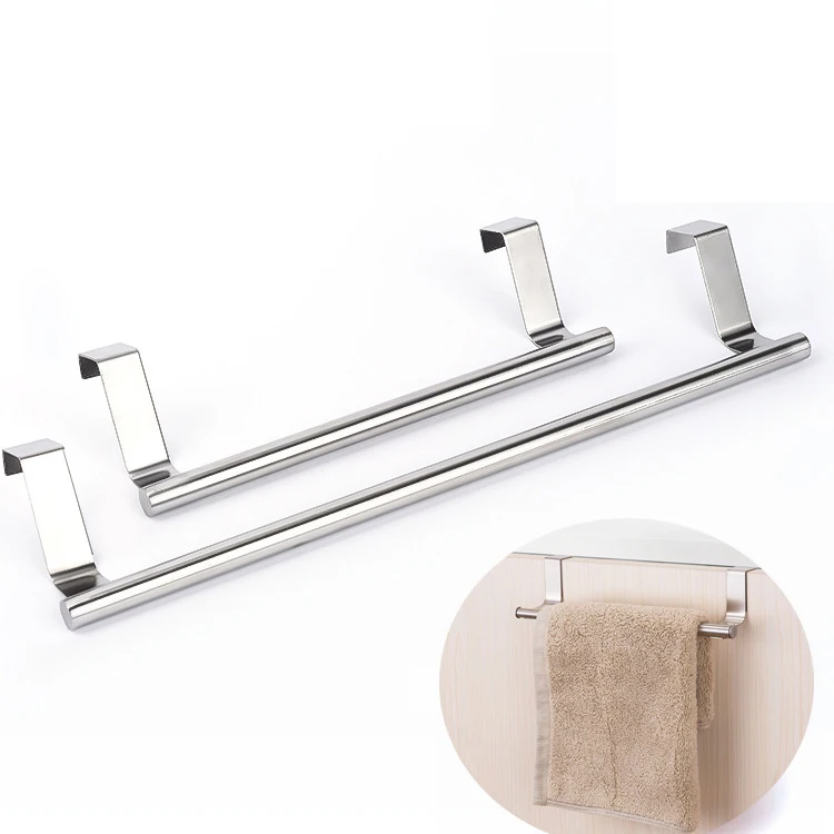 

Stainless Steel Bathroom Towel Holder Rack Stand Bar Cabinet Door Hanging Holder Organizer Stand Household Kitchen Accessories