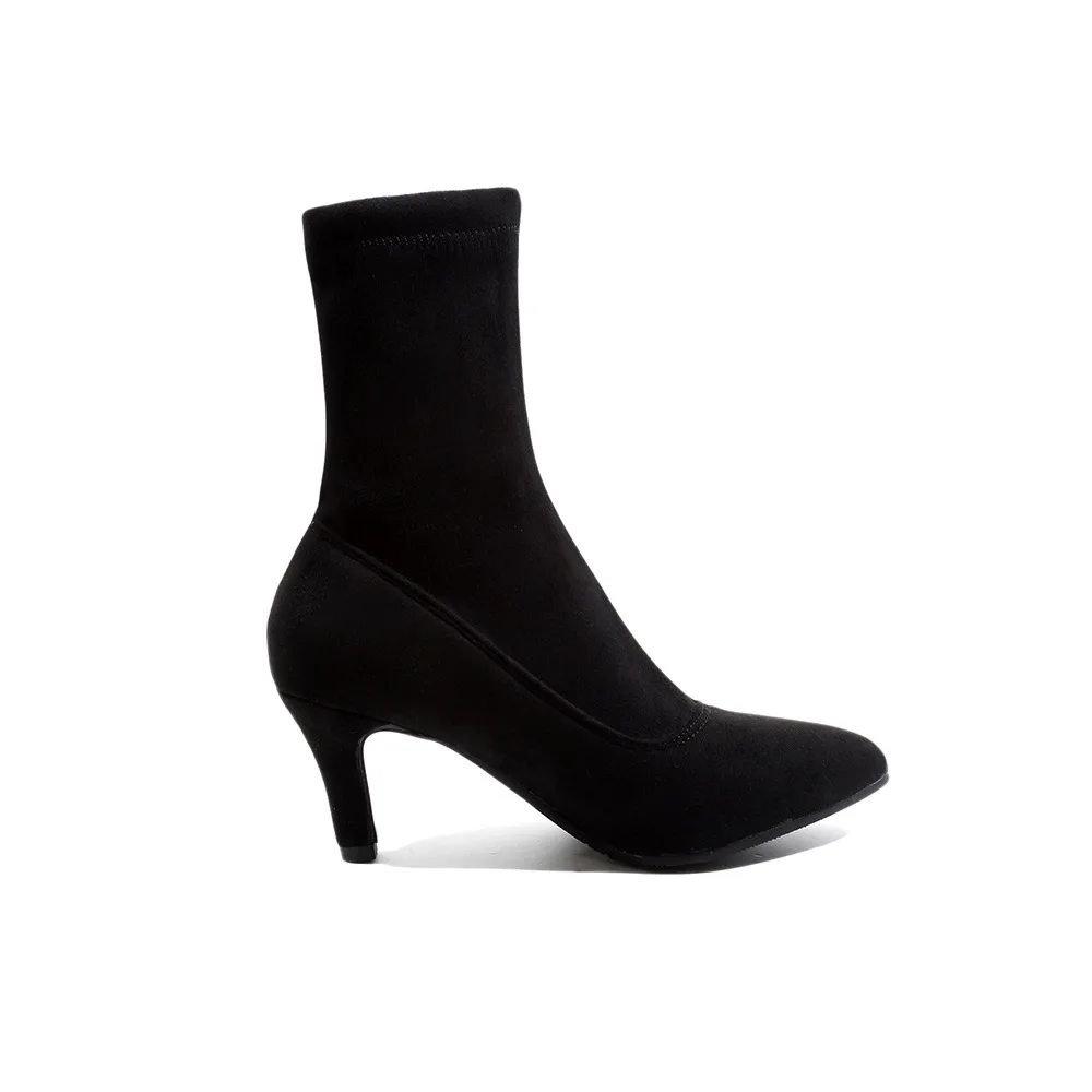 Грубые с эластичной силой короткие сапоги женские кодируют высокие острыми