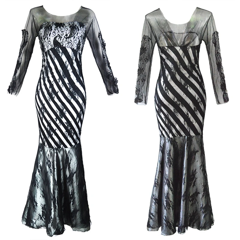 Элегантное платье Европейское тонкое кружевное трикотажное для танцев женское