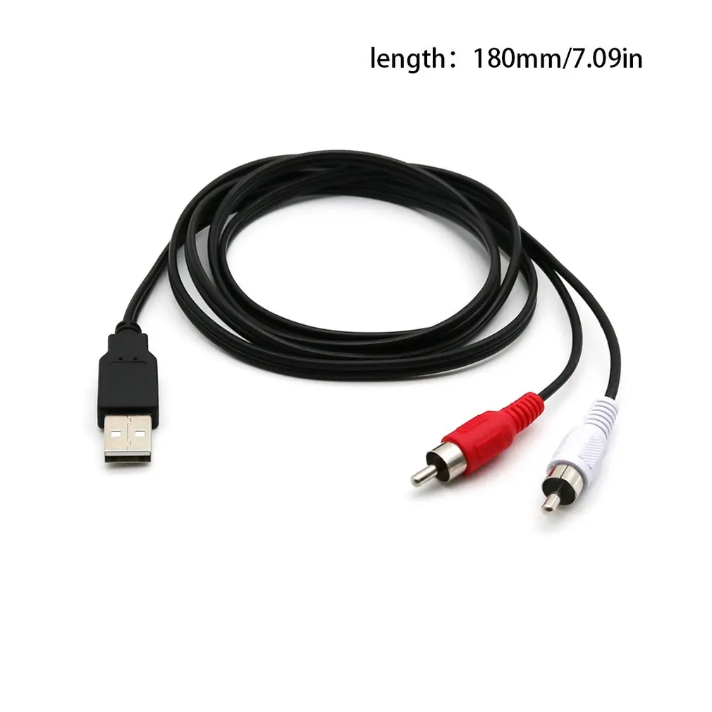Портативный штекер USB A папа 2 шт. RCA Phono AV кабель свинцовый ПК ТВ Aux аудио видео