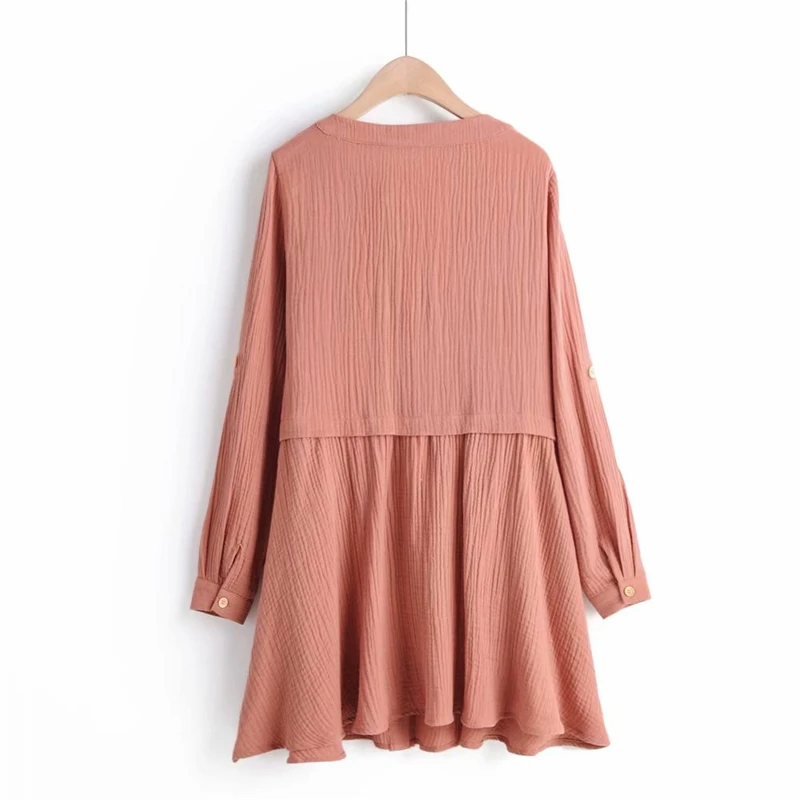 Boho Chic женское пляжное богемное мини-платье с длинным рукавом и v-образным вырезом и двойными карманами