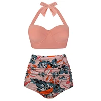 women swimsuits vintage bandeau push up polka dot plus size bathing suits high waisted bikini