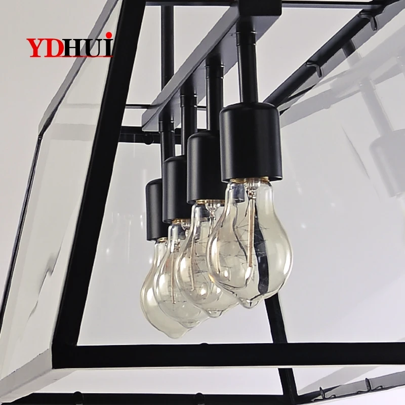 Винтажная кованая креативная индивидуальная железная люстра прямоугольная