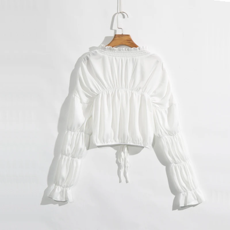 

Summer women's shirt casual solid color bow decoration short shirt