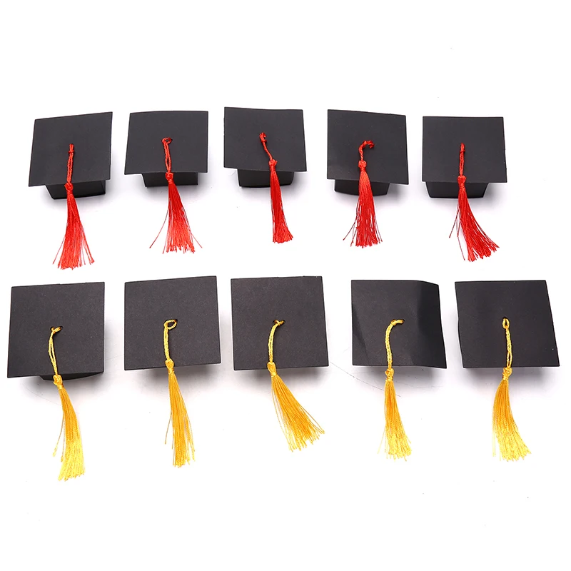 10 шт. черная крафт-бумага докторская шляпа Кепка коробка для конфет подарочная