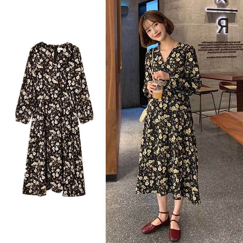 

Fashion Floral Dress New Waist Slim Chiffon Super Fairy Skirt