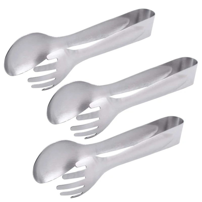 

3 Pieces Of Stainless Steel Salad Tongs, Food Tongs And Bread Tongs