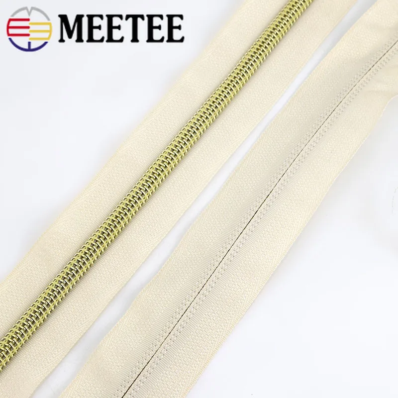 4/8m Meetee Nylon Code Loading Zipper Gold Tooth Coil for Sewing DIY Open-End Bags Sports Garment Accessories ZA030 | Дом и сад